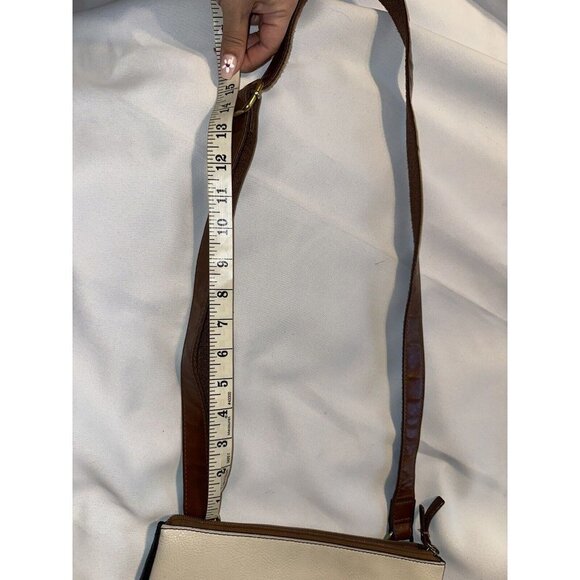 Fossil Colorblock Crossbody Bag Black Cream Leather Messenger Adjustable Strap - Picture 7 of 11